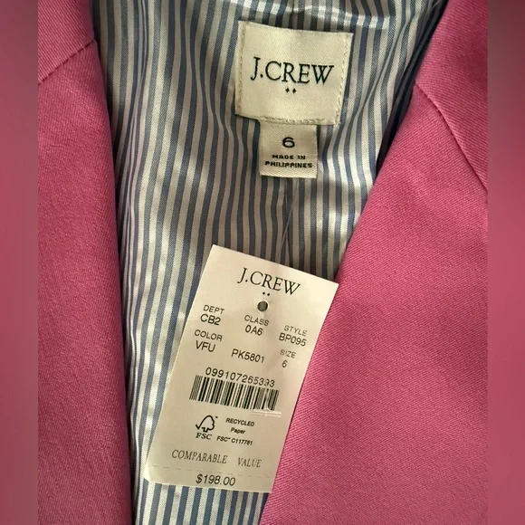 J. Crew 2pc Pink Pantsuit with Notched Lapels and Relaxed Fit - Picture 4 of 5